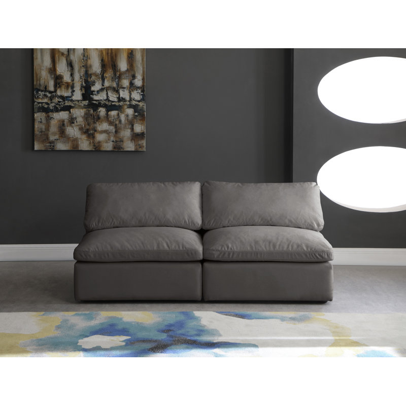 Cozy 78" Velvet Armless Modular Sofa with Reversible Cushions, Grey Velvet