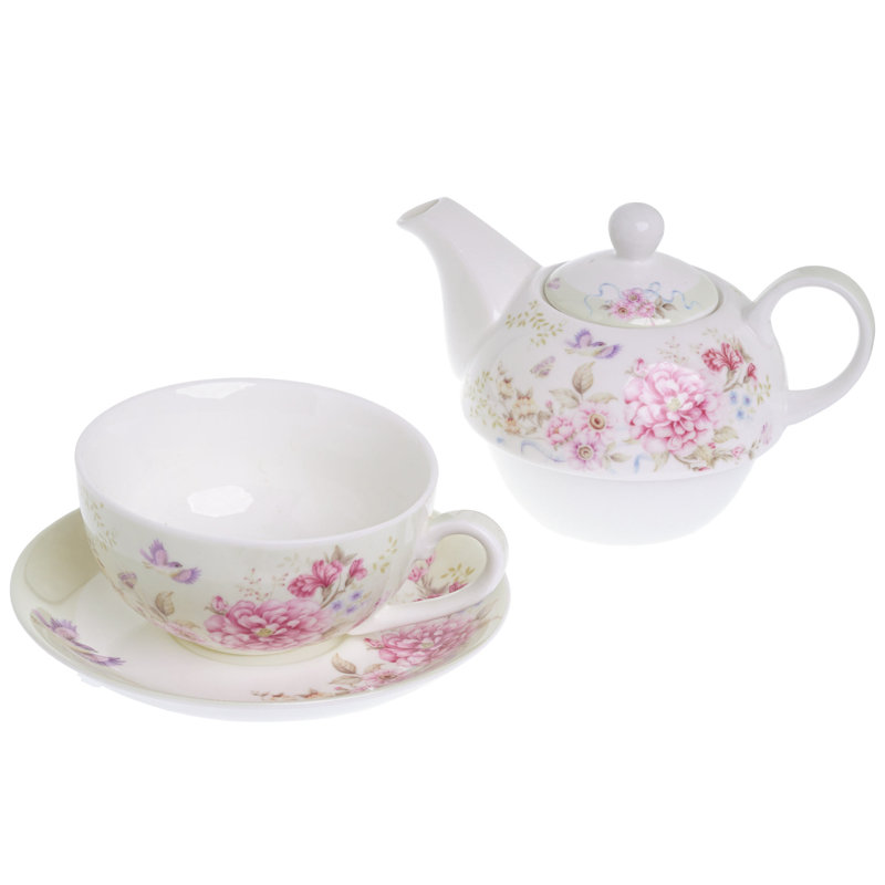 Lily Manor Alisson 0.5ml Stovetop Safe Floral Teapot, Beige