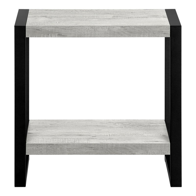 Table d'appoint, côté, bout, table de chevet, lampe, salon, chambre à coucher, stratifié gris, métal noir, industriel, Gris