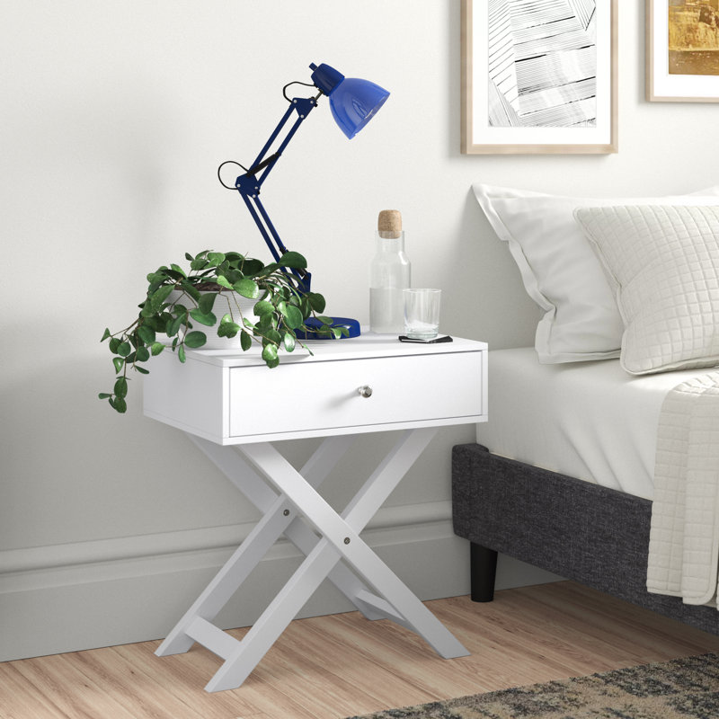 Garo 1 Drawer Bedside Table, White