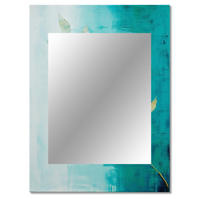 Turquoise Abstract Leaf Harmony - Leaves Mirror, Traditional Unique Wall Mirror, Printed Metal Art