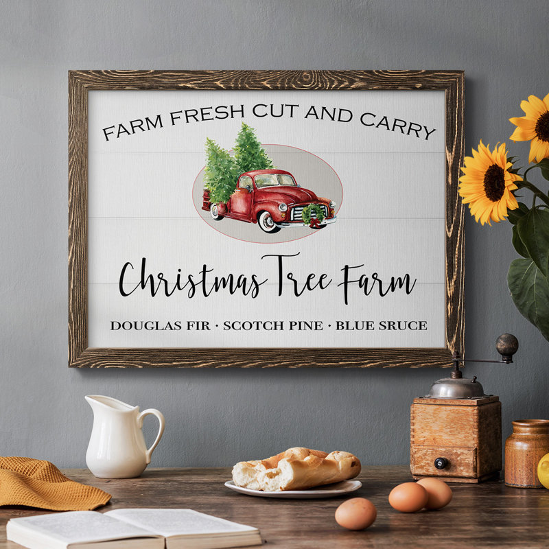 " Christmas Tree Farm ", Walnut, 14" H x 20" W x 1.5" D