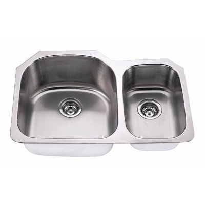 Évier de cuisine à double cuve en L 31,88 po x l 17,75 po