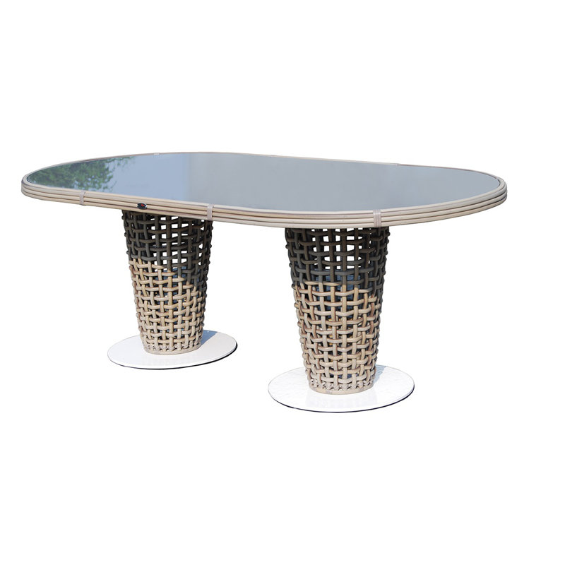 Dynasty Outdoor Oval Dining Table, Gray/Kubu Mushroom