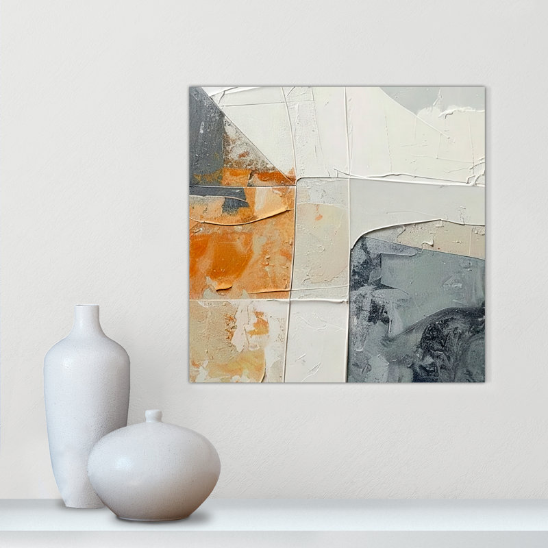 «Plastered II» par Alonza Saunders, Sans cadre, L 16 po x H 16 po, Toile tendue