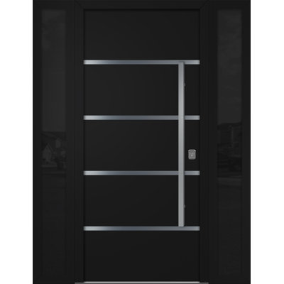 Porte d'entrée extérieure moderne en acier 36 po x 80 po - Inox S3 avec lumières latérales