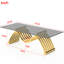 Table basse moderne moderne dorée de 47 po, structure en acier inoxydable avec verre trempé, facile à assembler pour le bureau