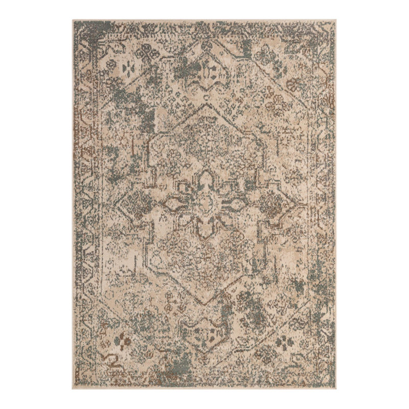 Tapis crème / brun Mosely Orentiel, Rectangle 5 pi 1 po x 7 pi 1 po