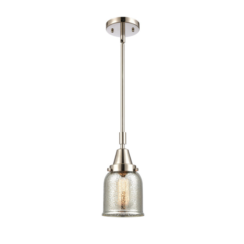 Luminaire suspendu en forme de cloche à 1 lumière Lesher, H 44,12 po x l 5 po x P 5 po, Mercure plaqué argent, Nickel poli