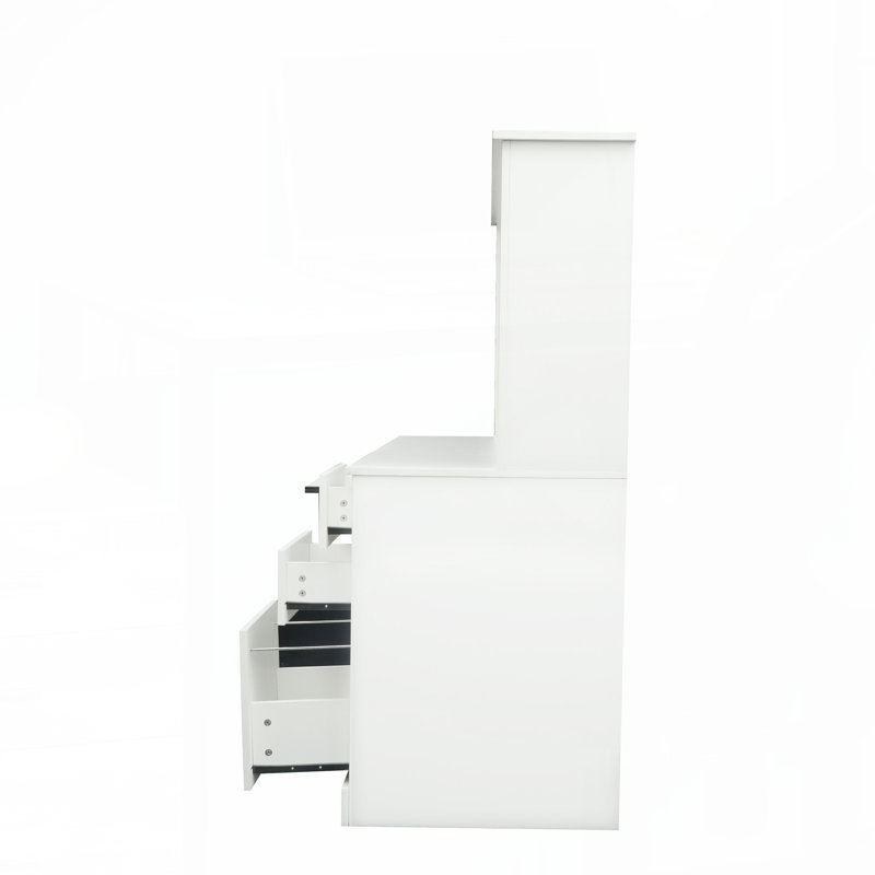 Bureau d'ordinateur à domicile avec huche, finition blanc antique