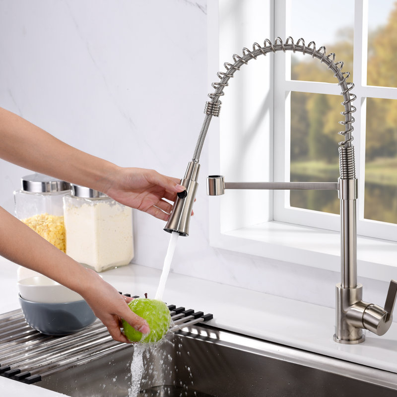 Pull Down Single Handle Kitchen Faucet, Brushed Nickel