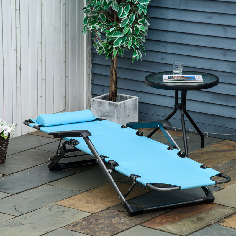Chaise longue simple inclinable 70 po Frates, Bleu