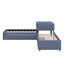 Lit plateforme tapissier simple avec lit gigogne, tiroirs et bureau