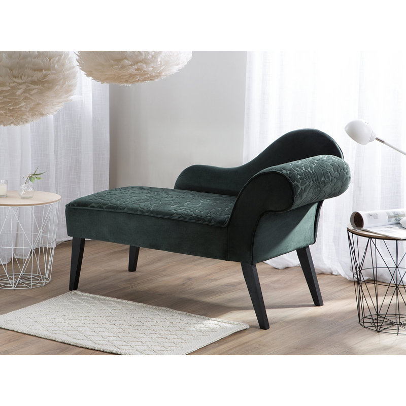 Ava Upholstered Chaise Lounge, Green, Right Hand