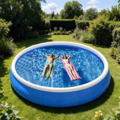 6Ft X 1.5Ft Inflatable PVC Swimming Pool For Adults & Kids, Outdoor Foldable Pool With Sturdy Mesh & Quick Drain