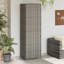 vidaXL Wooden Garden Storage Cabinet, Durable Poly Rattan, Water-Resistant, 4 Compartments, Outdoor Storage Cabinet, Powder-Coated Steel Frame, Solid Acacia Wood Knobs, 23.2"x15.7"x70.9", Grey-88344690