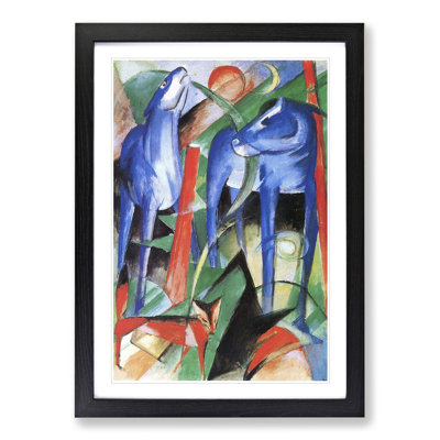 Two Blue Horses Vol.2 by Franz Marc - Picture Frame Painting on MDF