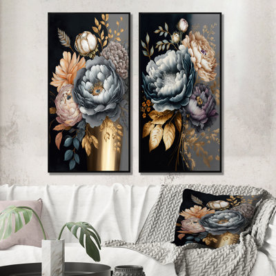 «Blue Blooming Bouquet II», 2 pièces sur toile