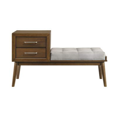  Zuma Bench with Grey Fabric in Walnut