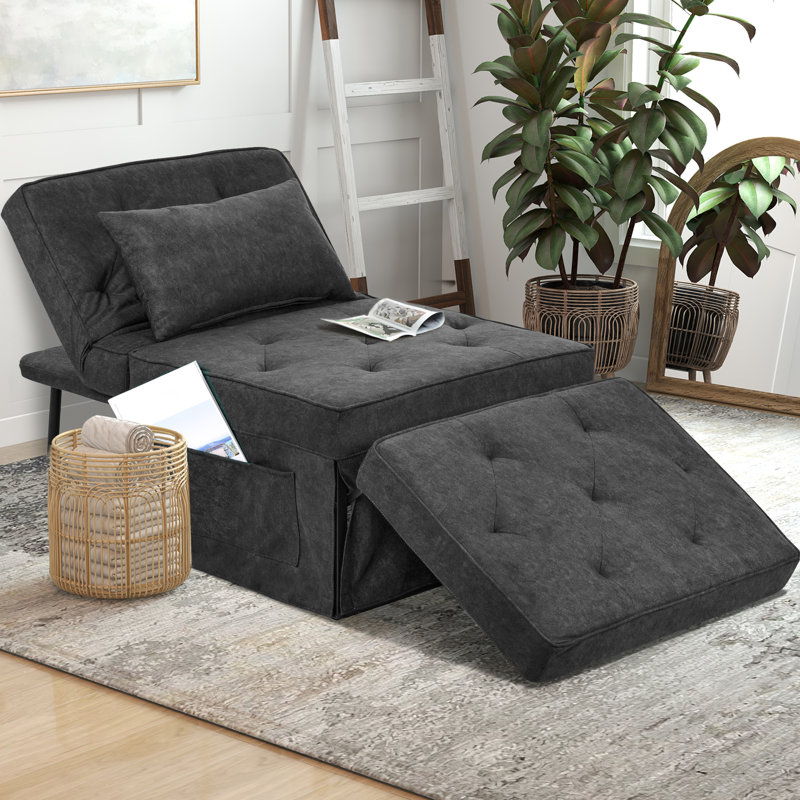 Bocanegra 73'' Length  4-in-1 Multi-function Convertible Folding Sofa Bed Ottoman, Dark Gray