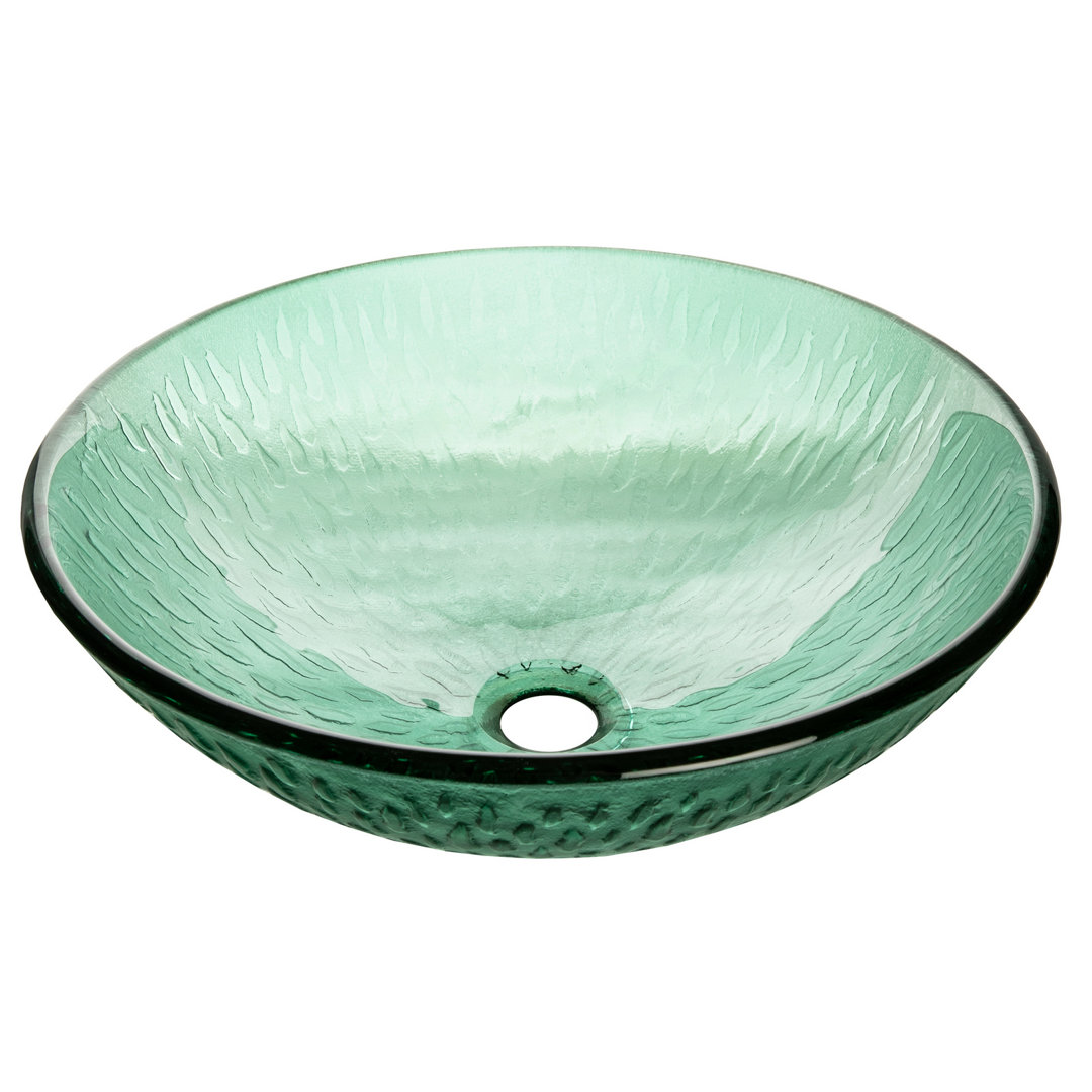 Eden Bath 16.75'' Green Tempered Glass Circular Bathroom Sink Eden Bath