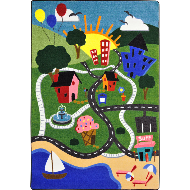 Happy Town© Rectangle Machine Tufted Nylon Rug, Rectangle 7'8" x 10'9"