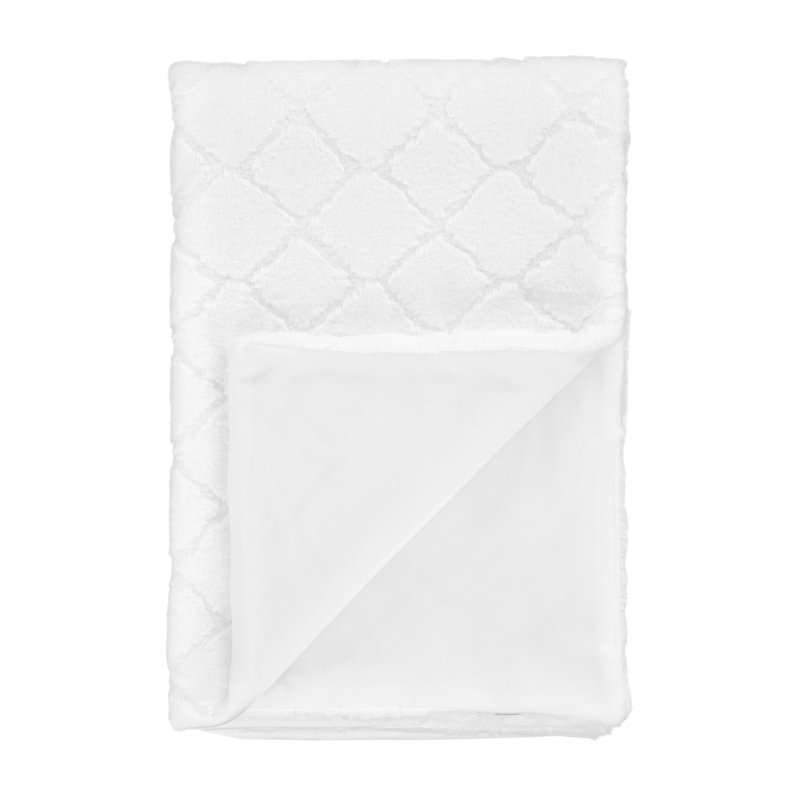 Cosy Diamond Faux Fur Soft 130x170cm Blanket Throw, White