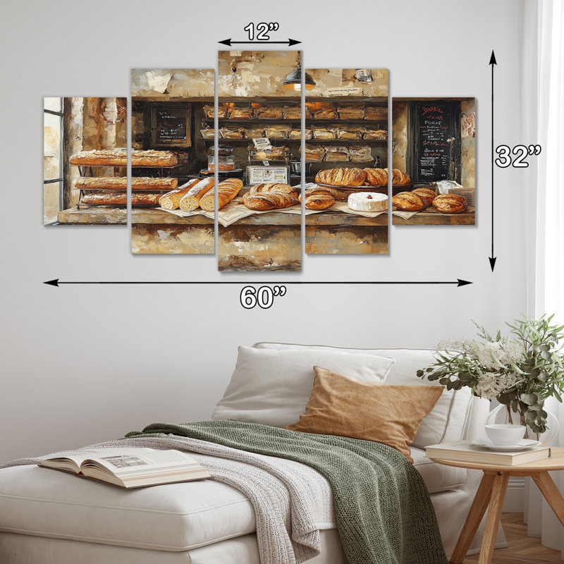 French Cafe Baguette Paris Shop III - ensemble d'art sur toile French Cafe