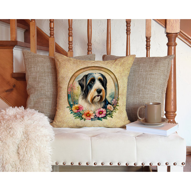 Coussin décoratif intérieur / extérieur en polyester , H 14 po x l 14 po x P 3 po