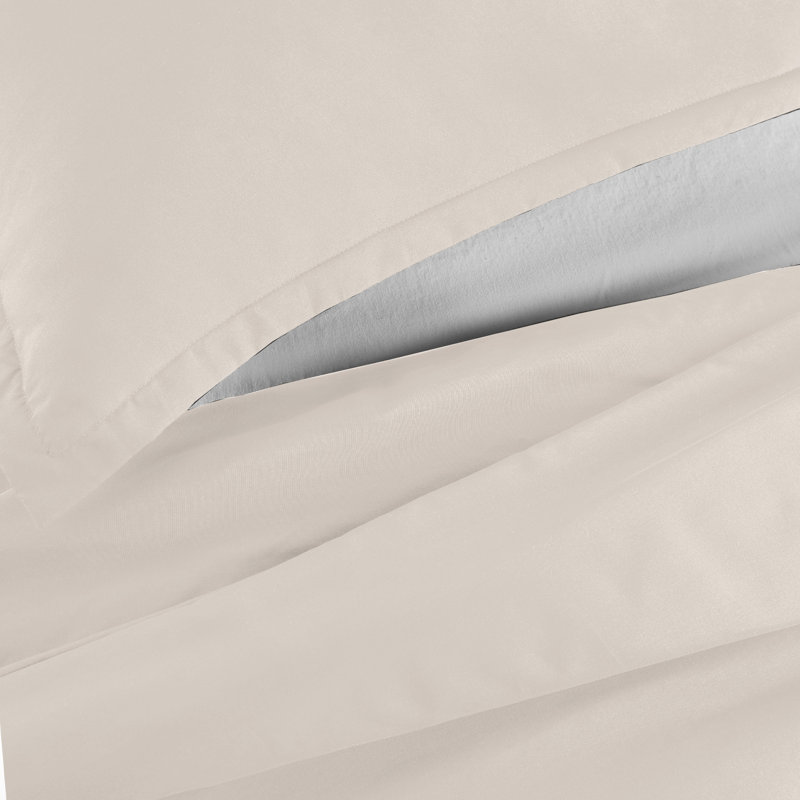 Anicia Super Soft 250 TC Microfibre Reversible Plain Duvet Cover Set, Cream, Super King Duvet Cover + 2 Pillowcases