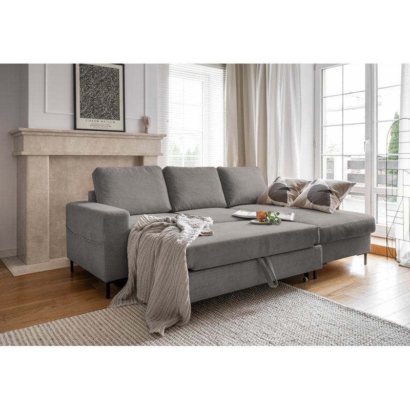 Lofty Lilly 4 seater Corner Sofa Bed, Light Grey, Right Hand Facing