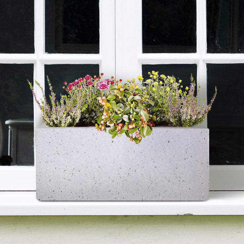 Planter Box, 17cm H x 40cm W x 17.5cm D, Marble Grey