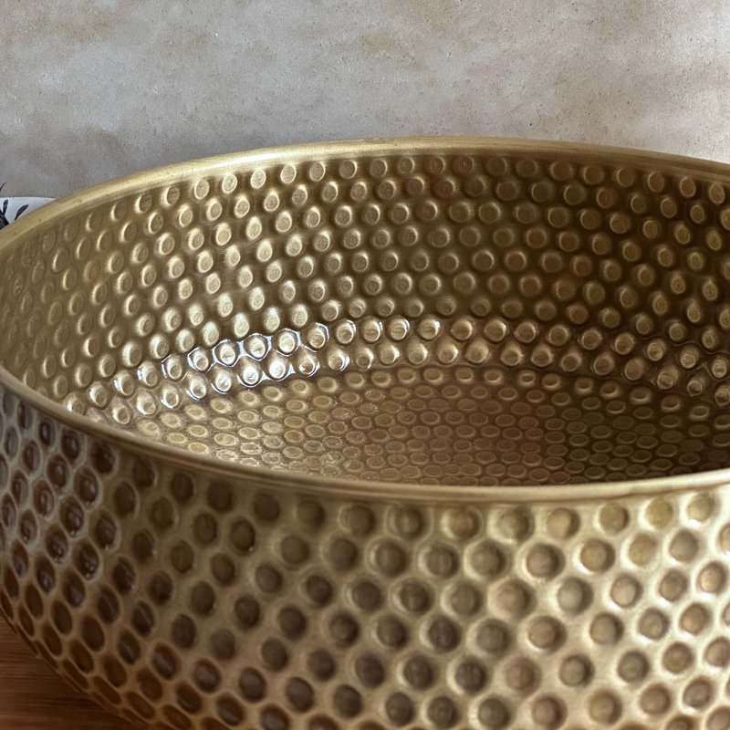 Lavabo vasque de salle de bain en laiton vieilli martelé à la main 14 "- Bol rond artisanal pour meuble-lavabo ou salle d'eau