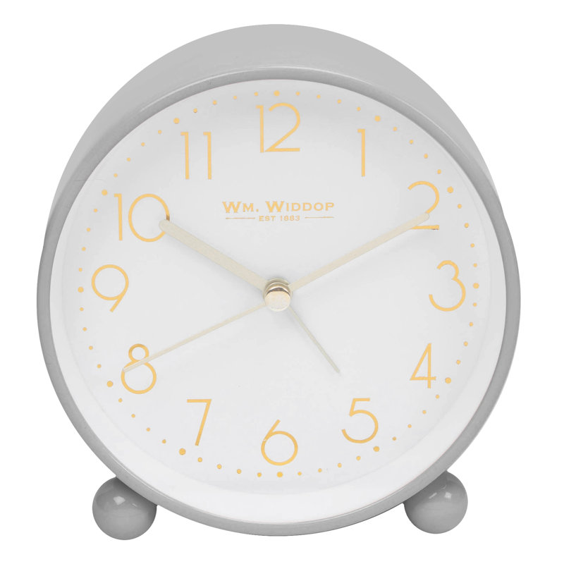 William Sleek & Chic Modern Analogue Metal Quartz Movement / Crystal Alarm Tabletop Clock, Grey
