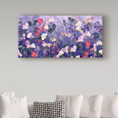 «Poppies and Sweet Peas» par Taryn, reproduction d'art sur toile tendue