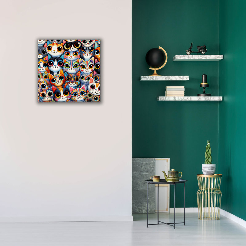  «Glaring Cats 4» par Rey Klimt, art mural sur toile, 26 po x 26 po