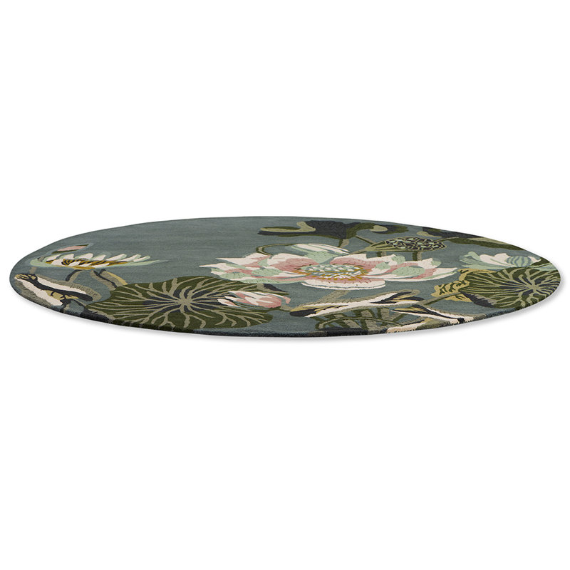 Hand Tufted Wool Floral Area Rug, Round 4'11"