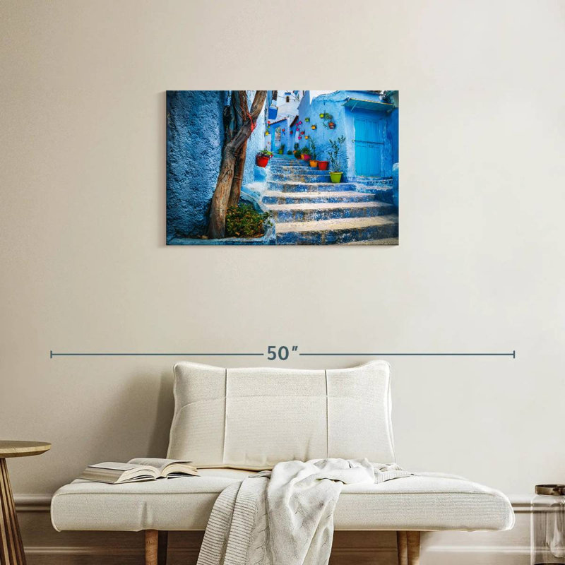Ravi Chefchaouen Blue Stairs, 20" H x 30" W