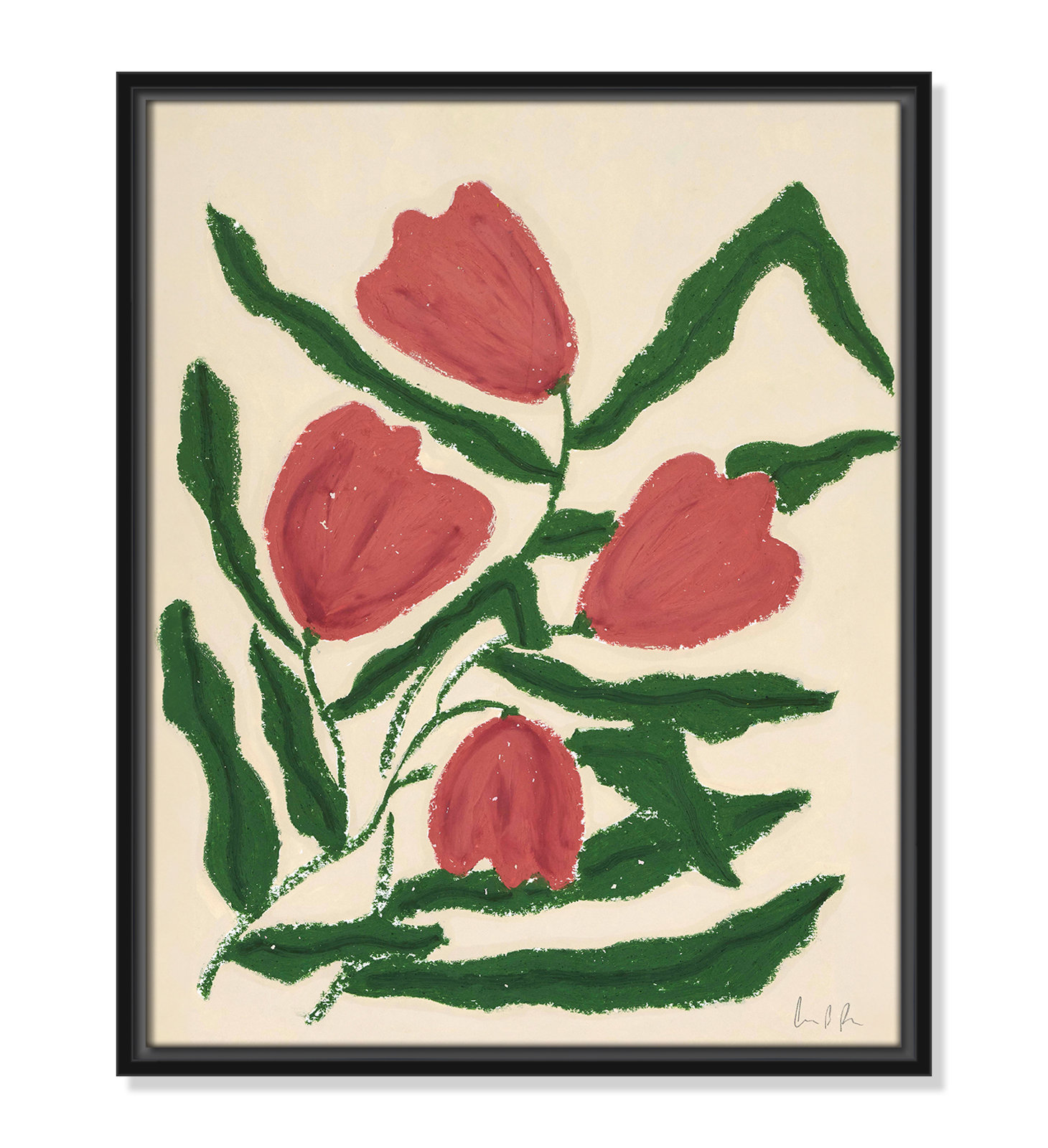 Colette "Red Tulips" Print by Camilla Bergqvist, 21.5" H x 17.5" W, Black