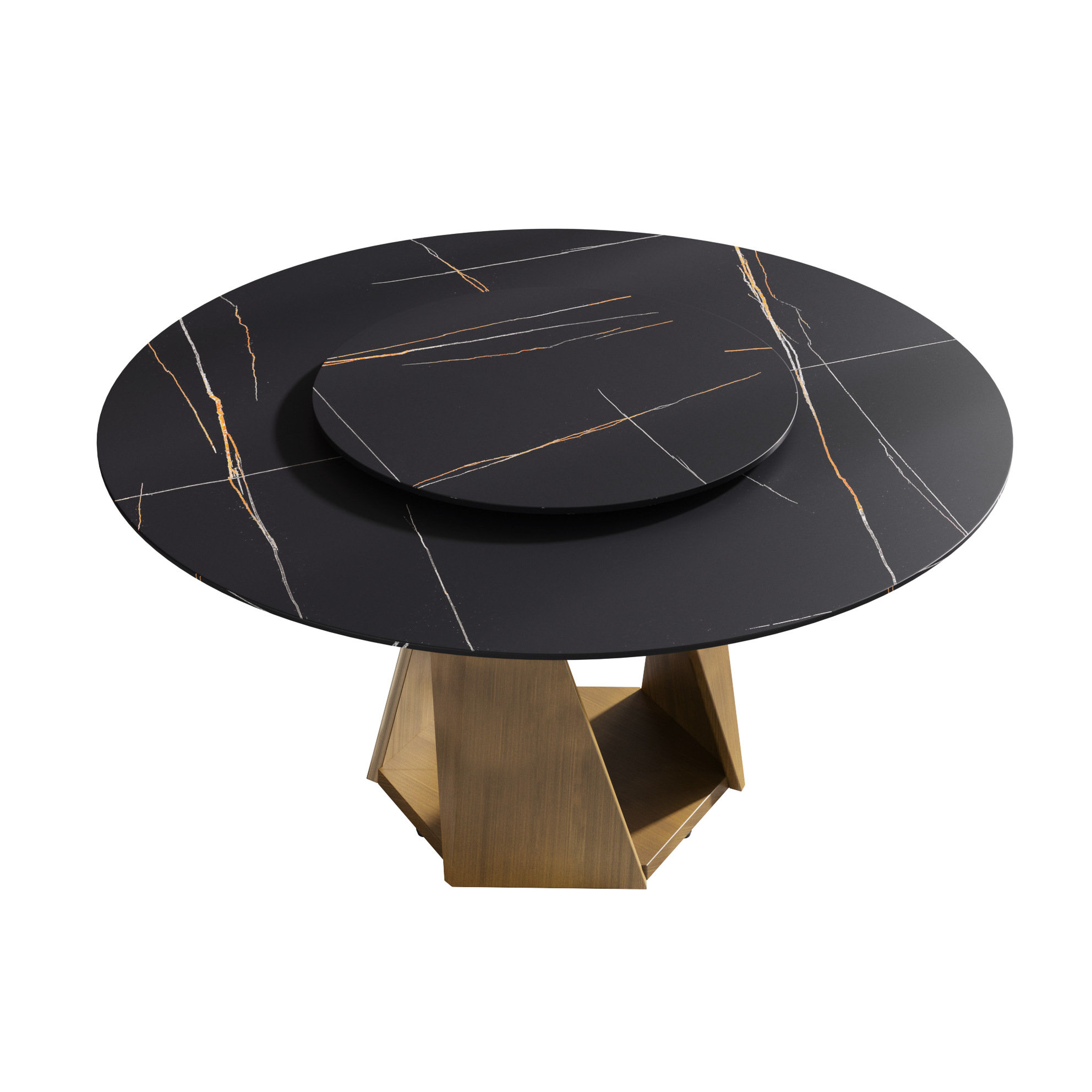 Brayden Studio 59.39" Round Modern Dining Table, Sintered Stone Deck ...