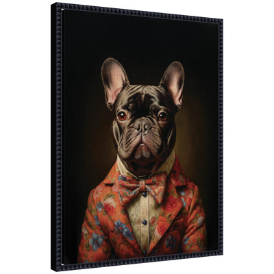 «Regal Portrait of a Frenchie» par The Creative Bunch Studio, reproduction d'art sur toile encadrée