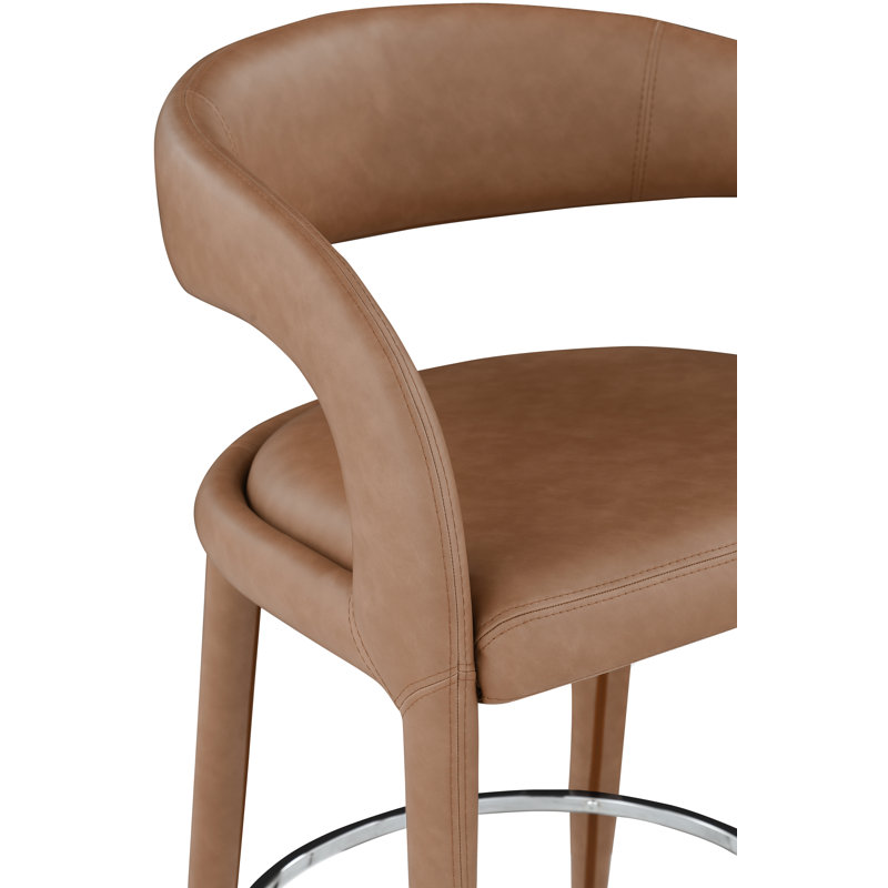 Arthur-William Faux Leather Counter Stool, Brown Vegan Leather