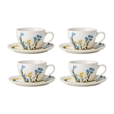 Tasse à thé et soucoupe à fleurs sauvages Lenox, ensemble de 4