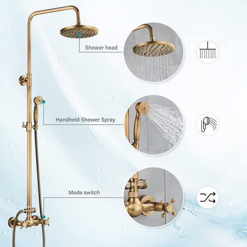 Oil Rubbed Bronze Adjustable Height Rainfall Shower System with Handheld Spray