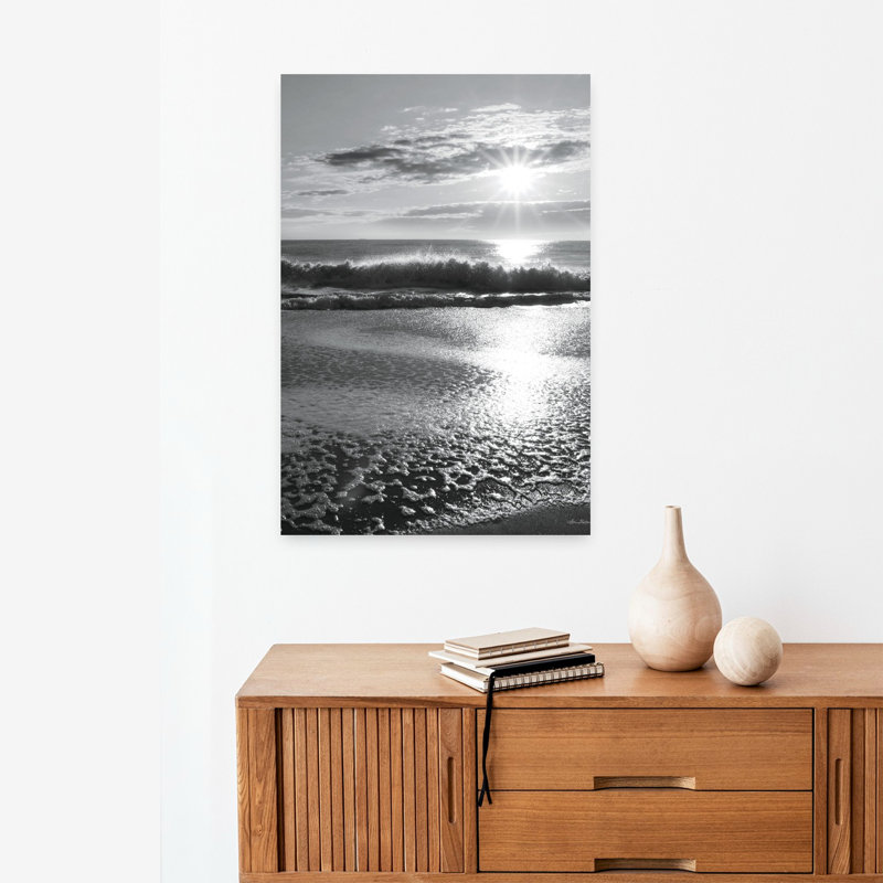 Plage, lever de soleil, art côtier abstrait, H 24 po x l 16 po