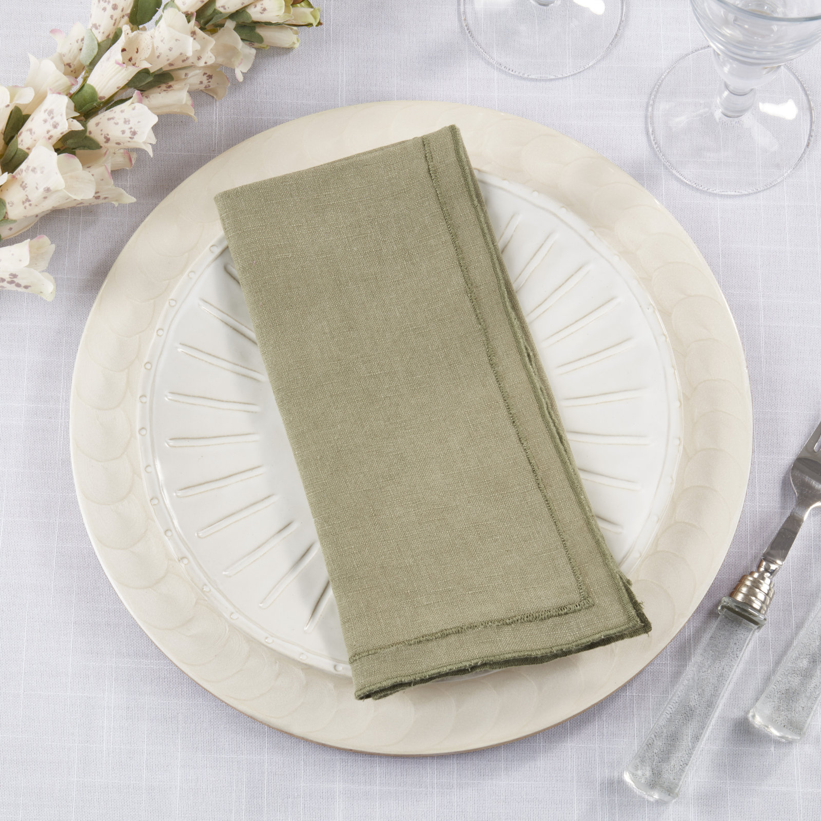 Aneta Linen Napkin, Olive Green