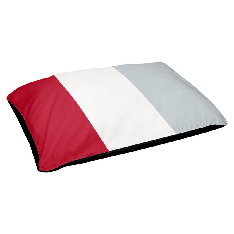 Oreiller Maryland, Rouge / blanc / argent, Moyen (l 28 po x P 18 po x H 9,5 po)