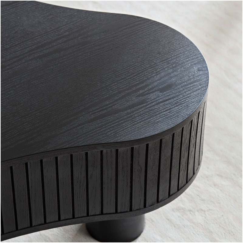Table basse cylindrique moderne en bois de 42,52 pouces fabriquée à la main de forme irrégulière pour le salon, petite table basse avec piédestal robuste