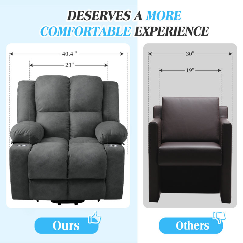 Fauteuil de massage inclinable électrique, Mélange de polyester gris foncé