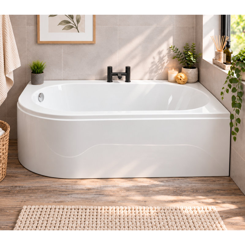 Davos 1550mm x 900mm Soaking Acrylic Bathtub, Left